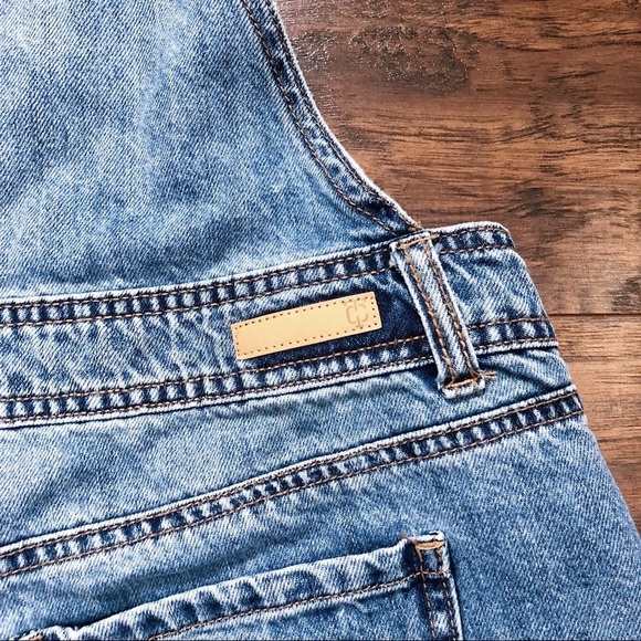 True Craft • denim overall shorts shortalls cut offs raw frayed hem distressed - Picture 11 of 12